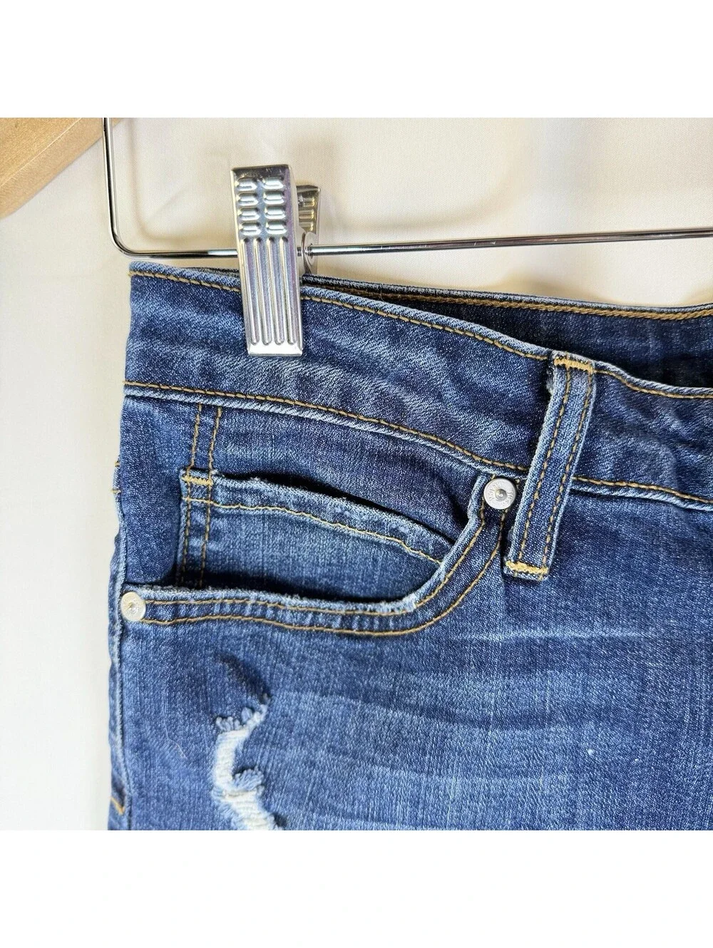 Just Black Womens Size 28 Denim Cut Off Shorts Cuffed Distressed Darker Wash
